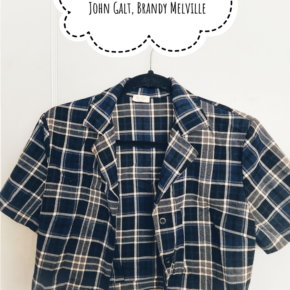 Brandy Melville Men's Blue Plaid Shirt